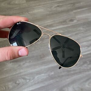 Ray-Ban Gold and Black Aviator Sunglasses